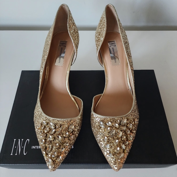 🔥INC International Concept Sparkling Gold Shoes - Picture 8 of 17